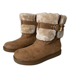 Guess Aussie Faux Fur Tan Ankle Booties Size 7